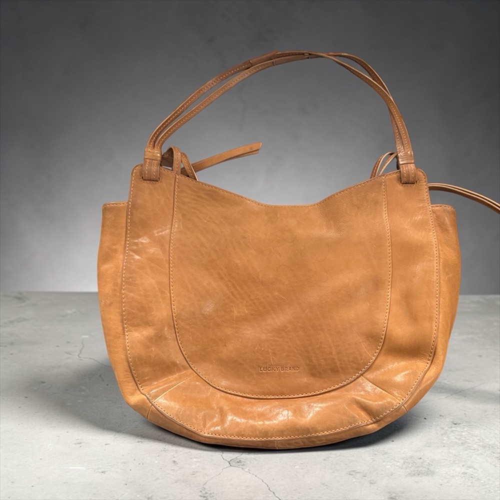 Lucky Brand Tan Leather Shoulder Hobo Bag
